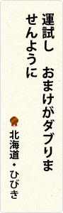 運試し　おまけがダブりま　せんように　北海道・ひびき